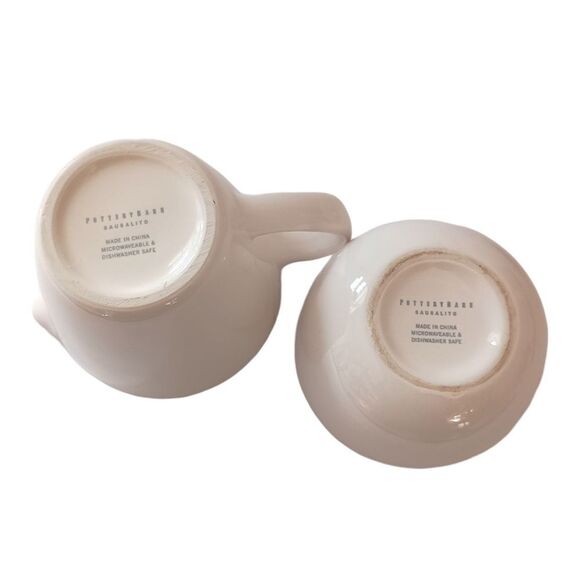 Pottery Barn Sausalito Creamer & Sugar Bowl Set With Spoon Off White Stoneware. - Picture 5 of 16